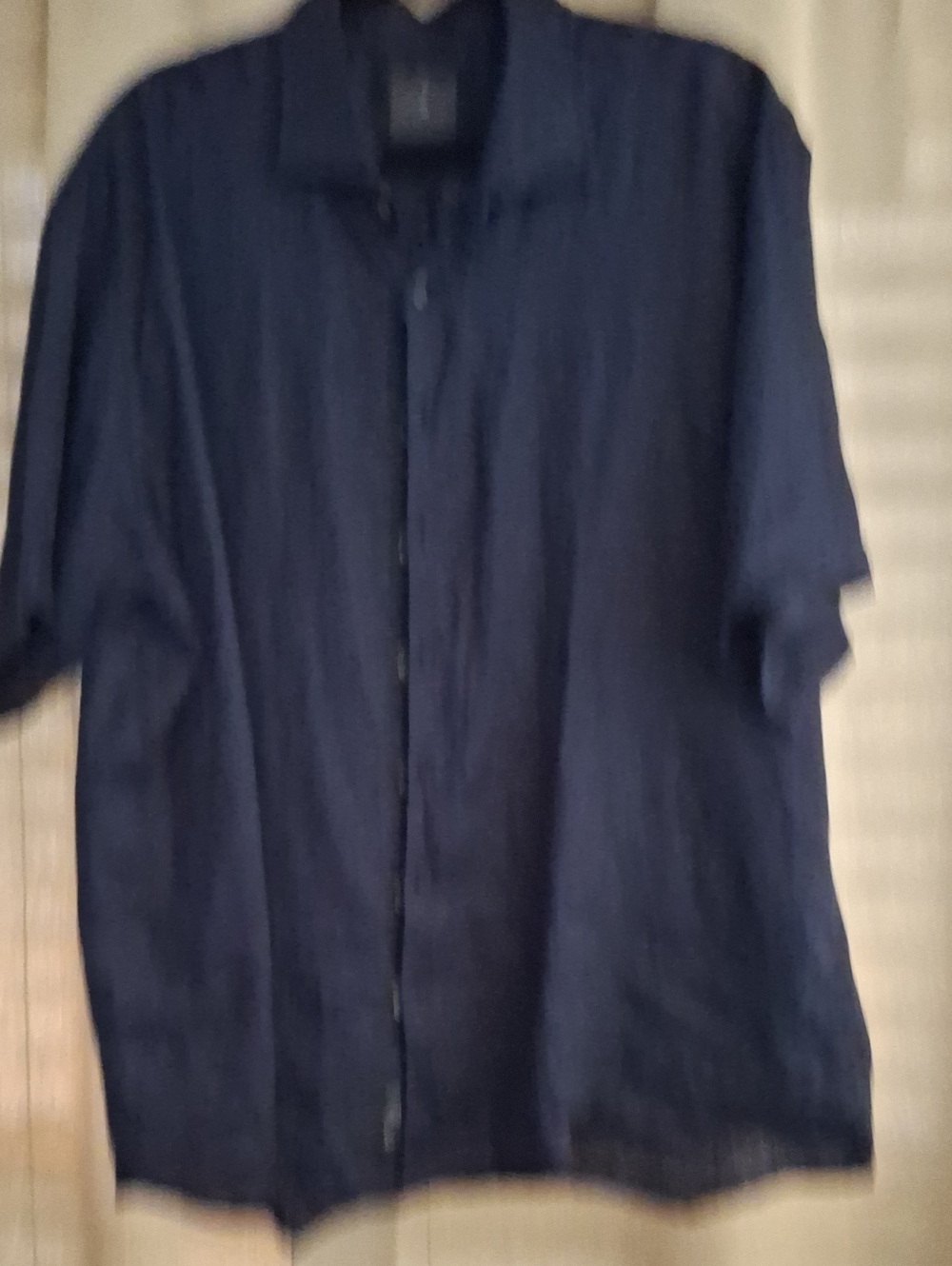 Men's Short-Sleeve Lightweight Linen Shirt  in Dark Blue